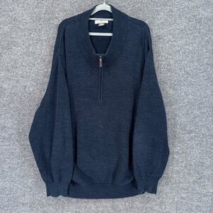 Oak Hill Sweater Mens 3XL Blue 1/4 Zip Mock Neck Knit Pullover Big and Tall
